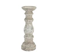 Hill Interiors Ceramic Column Candle Holder - Stone - Stone - 31cm x 12cm x 12cm