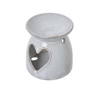 Hill Interiors Ceramic Heart Cut-Out Tealight Holder - White - White - 11cm x 10cm x 10cm