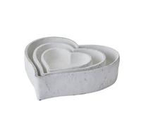 Hill Interiors Ceramic Heart Decorative Bowl (Pack Of 3) White (One Size)