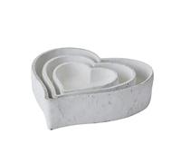 Hill Interiors Ceramic Heart Decorative Bowl (Pack of 3) - White - One Size - White - 100% Mixed