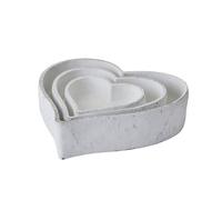 Hill Interiors Ceramic Heart Drative Bowl (Pack Of 3) In White White