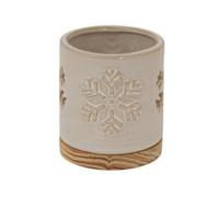 Hill Interiors Ceramic Snowflake Christmas Candle Holder White (10Cm X 8Cm X 8Cm)