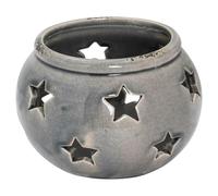 Hill Interiors Ceramic Star Candle Holder - Grey - Grey - 15cm x 18cm x 18cm - 100% Mixed