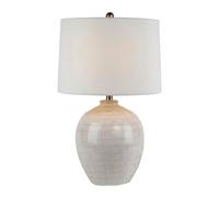 Hill Interiors Chevronne Ceramic Table Lamp (UK Plug) in White Hill Interiors White