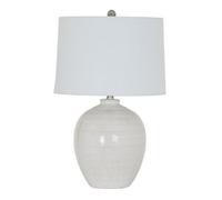 Hill Interiors Chevronne Ceramic Table Lamp With Linen Shade - Ceramic - L41 X W41 X H63 Cm - White