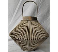 Hill Interiors Cone Lantern With Glass Holder - Wicker - L38 X W38 X H30 Cm