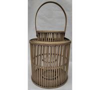 Hill Interiors Cylinder Lantern With Glass Holder - Wicker - L26 X W26 X H26 Cm