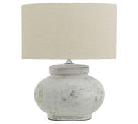 Hill Interiors Darcy Antique Linen Table Lamp (UK Plug) - White - One Size - White