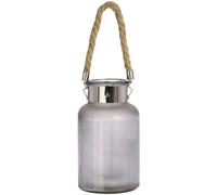 Hill Interiors Decorative Frosted Glass Jar With Rope Detail - Grey - Grey - Tall