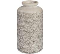 Hill Interiors Embossed Nero VaseMedium (H:26cm x W13.5cm x D13.5cm) White HI31
