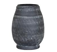 Hill Interiors Etched Collection Tall Vase - Black - 25cm x 19cm x 19cm - Black - 100% Mixed
