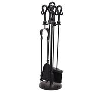 Hill Interiors Fireplace Companion Set Black Crook Top Black Tongs Poker Shovel Accessories
