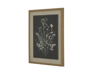 Hill Interiors Flora & Fauna Collection Grove Beaded Linen Framed Wall Art - White/Black - White/Black - 50cm x 2cm x 40cm - White/Black