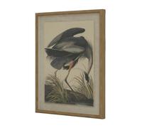 Hill Interiors Flora & Fauna Collection Heron Beaded Linen Framed Wall Art - Brown/White/Black - Brown/White/Black - 50cm x 2cm x 40cm