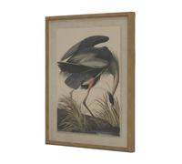 Hill Interiors Flora & Fauna Collection Heron Beaded Linen Framed Wall Art In Dark Brown Dark Brown