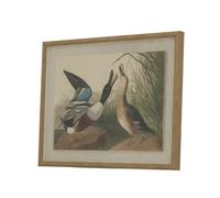 Hill Interiors Flora & Fauna Collection Mallards Beaded Linen Framed Wall Art - Brown/White/Black - Brown/White/Black - 50cm x 2cm x 40cm