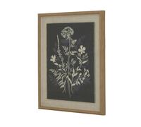 Hill Interiors Flora & Fauna Collection Meadow Beaded Linen Framed Wall Art - White/Black - White/Black - 50cm x 2cm x 40cm