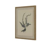 Hill Interiors Flora & Fauna Collection Spleenwort Beaded Linen Framed Wall Art - Black/White - Black/White - 50cm x 2cm x 40cm