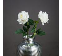 Hill Interiors Garden Rose Artificial Flower - White/Green - One Size