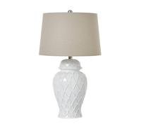 Hill Interiors Ginger Jar Ceramic Table Lamp (Uk Plug) In White White