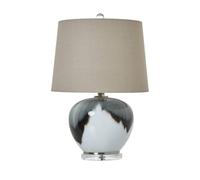 Hill Interiors Glass Table Lamp (UK Plug) - Grey - 50cm x 36cm x 36cm - Grey - 100% Mixed