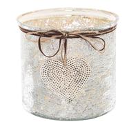 Hill Interiors Hammered Heart Charm Candle Holder15cm x 16cm x 16cm Silver HI47