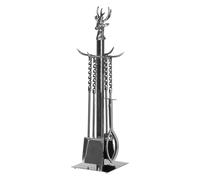 Hill Interiors Hand Turned Stag Nickel Companion SetOne Size Silver HI3114
