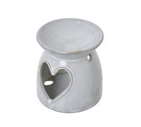 Hill Interiors Heart Cut-Out Wax Melt Tea Light Holder - Ceramic - L10 X W10 X H11 Cm - White