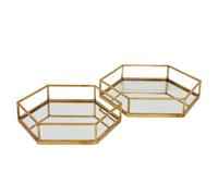 Hill Interiors Hexagon Tray Set (Pack Of 2) Gold (9Cm X 43Cm X 50Cm)