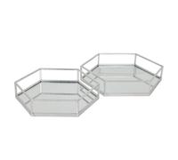 Hill Interiors Hexagon Tray Set (Pack Of 2) Silver (9Cm X 43Cm X 50Cm)
