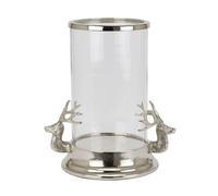 Hill Interiors Hurricane Stag Head Lantern - Silver - Silver - One Size