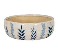 Hill Interiors Large Blue Flora Bowl Pot - Ceramic - L30 X W30 X H11 Cm - White