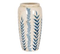 Hill Interiors Large Blue Flora Tall Olpe Vase - Ceramic - L18 X W18 X H37 Cm - White