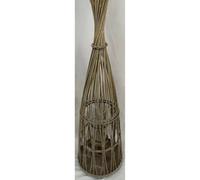 Hill Interiors Large Conical Lantern With Glass Holder & Led Lights - Wicker - L32 X W32 X H130 Cm