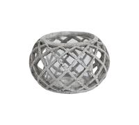 Hill Interiors Large Round Ceramic Lattice Hurricane Lantern - Grey - Grey - One Size - 100% Ceramic