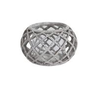 Hill Interiors Large Round Ceramic Lattice Hurricane Lantern Grey (One Size)
