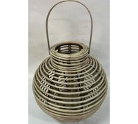 Hill Interiors Large Round Willow Lantern With Glass Holder - Wicker - L36 X W36 X H35 Cm