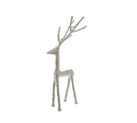 Hill Interiors Large Standing Stag Ornament - Metal - L21 x W28 x H69 cm - Silver
