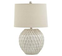 Hill Interiors Lattice Ceramic Table Lamp (UK Plug) in White Hill Interiors White