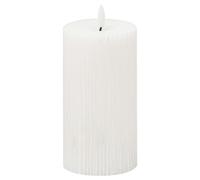 Hill Interiors Luxe Collection Ribbed Natural Glow Electric Candle - White - White - 15cm x 7cm x 7cm