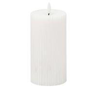 Hill Interiors Luxe Collection Ribbed Natural Glow Electric Candle - White - White - 23cm x 9cm x 9cm - 100% Mixed