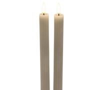 Hill Interiors Luxe Collection Ribbed Taper Candle in Taupe Hill Interiors Taupe