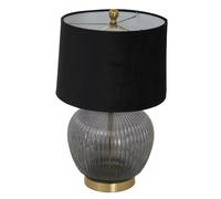 Hill Interiors Luxton Ribbed Glass Table Lamp - Black/Gold - 54cm x 32cm x 32cm - Black/Gold