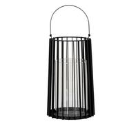Hill Interiors Lynk Large Lantern With Handle And Candle Holder - Glass - L22 X W22 X H50 Cm - Black