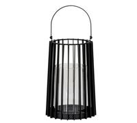 Hill Interiors Lynk Medium Lantern With Handle And Candle Holder - Glass - L18 X W18 X H40 Cm - Black