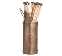 Hill Interiors Matchstick Holder With 60 Matches - Steel/wood - L7 X W7 X H20 Cm - Antique Bronze