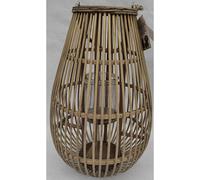 Hill Interiors Medium Ellipse Lantern With Glass Holder - Wicker - L28 X W28 X H42 Cm
