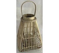 Hill Interiors Medium Peardrop Lantern With Glass Holder - Wicker - L26 X W26 X H35 Cm