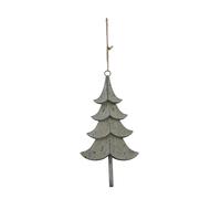 Hill Interiors Metal Tree Christmas Hanging Decoration - Grey - Grey - 23cm x 2cm x 11cm - 100% Mixed