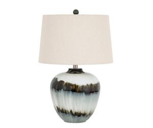 Hill Interiors Midnight Shadows Table Lamp With Linen Shade - Glass - L40 X W40 X H61 Cm - Black